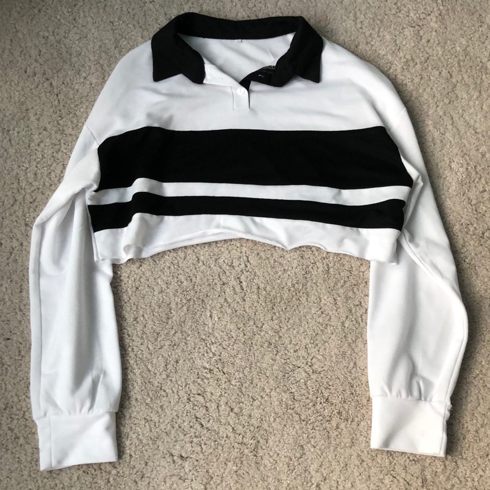 Striped black and white shirt button up medium